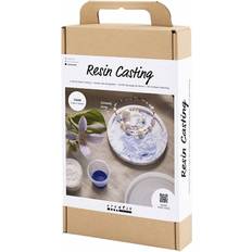 Creativ Company DIY Kit Resin Støbning, Rund bakke med marmorering, blå hvid, 1 pk