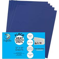 Craftables Blue Flocked HTV Craft Vinyl Flock Heat Transfer Vinyl for Cricut and Silhouette Cameo 12" x 9.8" 5 Sheets