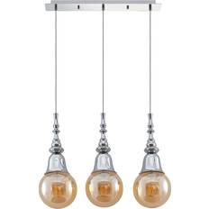 Lucande Gesja 3-bulb, long, chrome Pendant Lamp