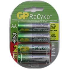 GP Batteries GP Recyko AA NiMH Pre-Charged Rechargable 1.2v 2100mAh 2 Batteries 2 Free Total of 4 Batteries