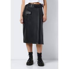 Nahka Imitaatio Hameet Noisy May Faux Leather Midi Skirt - Black