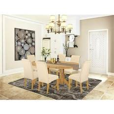 Beige Dining Sets East West Furniture 7 Vancouver Oval Dining Set