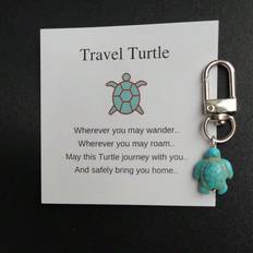 Blue Keychains Shein 1/2pcs Blue Travel Turtle, Turtle Keychain, Turtle Keyring, Gift, Turtle Bag Charm, Birthday Gift Idea For A Friend, Good Luck Charm