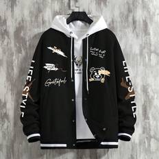 Shein Men Outerwear Shein Men'S Graffiti Printed Baseball Jacket