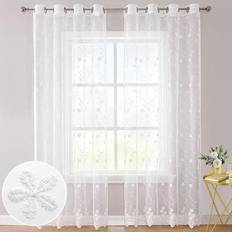 Gardiner & Tillbehör Shein Rustic Embroidered Curtain With Small Flowers