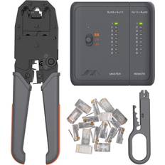 JIMI GTW5N Cable Pliers 5 In 1 Rj45 Crimp Tool Pass Through Modular CAT6 Lan Tester Set