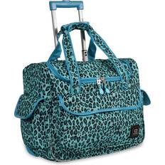 J World Womens Donna Rolling Carry-on Tote with Laptop Sleeve for Travel and Work Mint Leopard