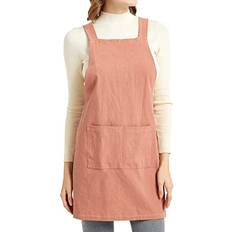 Linen Aprons Slim Tie Cozy X Shape Apron Orange