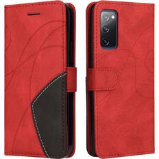 Samsung Galaxy S20 FE Wallet Cases GANGXUN Samsung Galaxy S20 FE 4G/5G Case Card PU Holder Leather Cuir Wallet Flip Cover Red