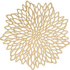 Gold Place Mats Placemats 15 Inch Pressed Vinyl Round Table Set of 6 Place Mat Gold