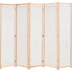 Beige Room Dividers vidaXL 5-Pin Creme 200 x 170 x 4 cm Raumteiler