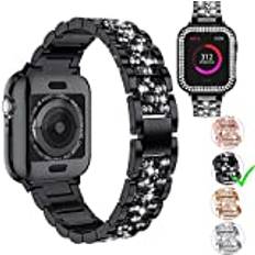 Aergood Bling-rem, kompatibel Apple Watch Band 45 fodral, rostfritt strass diamant