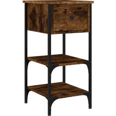 Grau Nachttische vidaXL smoked oak, 1 Bedside Table