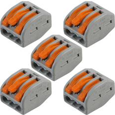 Loops 5x 3 Way WAGO Connector 32A Electrical Lever Terminal Block Push Fit Junction
