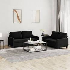 Soffgrupper - Svarta Soffor vidaXL Soffgrupp Med Dynor 2 Delar Svart Sammet Soffa
