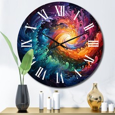 Clocks Design Art "Neon Spin I" Abstract Spirals Oversized Wall Clock