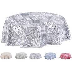 Round Wipe Clean Tablecloth Grey