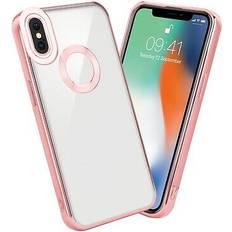 Cadorabo Transparent Silver Case for Apple iPhone X XS Protective Cover made of flexible TPU Etui silicone with Chrome application Clear