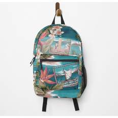 Famgem Backpack Retro Hawaiian Surfer Print School Bag Travel 15"