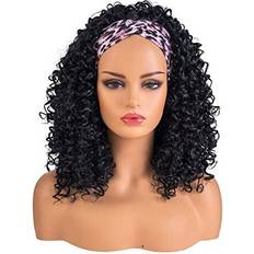 Bestung Shoulder Headband Wig with Headband Short Curly Headband Wigs