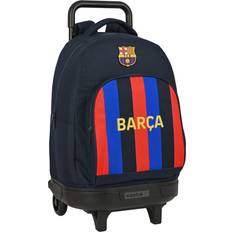 Herre Skolesekker Safta School Rucksack with Wheels F.C. Barcelona Maroon Navy Blue 33 x 45 x 22 cm