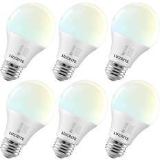 Light Bulbs Luxrite 60-Watt Equivalent A19 E26 Base LED Light Bulb 5CCT Color Tunable 800LM Dimmable CRI90 6-Pack