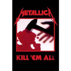 Polyester Poster Metallica Kill Em All Textilposter Schwarz Rot Bunt Poster