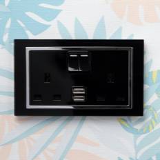 Retrotouch Crystal CT 2.1A USB & 13A DP Double Plug Socket Black