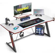 Desino DESINO Gaming Desk 47 inch PC Computer Desk, Home Office Desk Gaming Z Shaped Gamer Workstation with Cup Holder