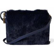 Dolce & Gabbana Dark Blue Fur Ayers Lily Twist Crossbody Shoulder Bag