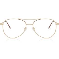 SmartBuy Collection Oversized Halv Ram Metall Guldiga Glasögon