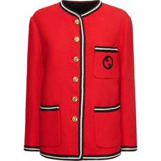 Gucci Damen Oberbekleidung Gucci Kimonojacke Aus Wollmischtweed Strawberry