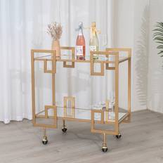 Melody Maison Large Gold Deco Mirrored Drinks Trolley