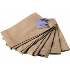 Penguin Home Set Of 6 Linen Look Faggoting Hemstictch Napkins Beige (45x45cm)