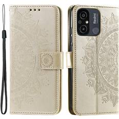 Skalo Xiaomi Redmi 12C 4G Mandala Flip Cover Guld