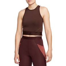 Bruna - Fitness & Gymträning Linnen Nike Pro Dri-FIT Crop Top - Braun