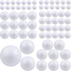 White DIY Pllieay 88 Pieces 6 Sizes White Foam Balls Polystyrene Craft Balls Craft Decoration Balls for DIY Art Craft, Household and School Projects