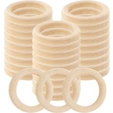 Tlily 30 Pcs Natural Wood Rings 60mm Unfinished Macrame Wooden Ring Wood Circles for DIY Craft Ring Pendant Jewelry Making