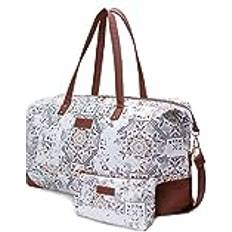 Jadyn B Luna Duffel – 54 cm – 37 l – Reise- oder Sporttasche inklusive Kulturbeutel mit Reißverschluss, Mosaik, Softside Duffle Bag mit veganen Lederakzenten