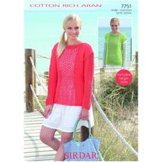 Women Needlework Patterns SIRDAR Cotton Rich Knitting Pattern 7751 Women 32 inch 54 inch Tops, Sweaters
