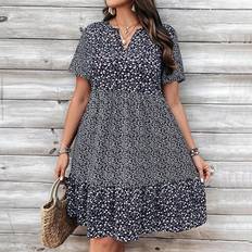 Shein Kjoler Shein Plus Size Floral Botanical Print Dress - Emery Rose