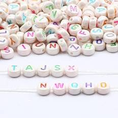 ToBeIT ToBeIT 1000pcs Letter Beads color Alphabet Beads Round Beads for DIY Bracelet Necklace Jewelry Making Suppliesabs 4x7mm