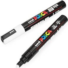 Posca Uni-Ball PC-5M Paint Marker Art Pens 1.8-2.5mm – Black and White Pack of 2 White/Black