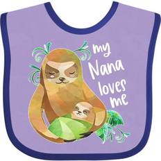 Purple Food Bibs Inktastic My Nana Loves Me Cute Sloth Baby Bib