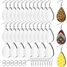 Tlily 60Pcs Sublimation Blank Earrings Unfinished Teardrop Heat Transfer Printing Earrings Pendant for Jewelry DIY Making