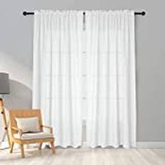 2 Panel Faux Linen Voile Net Curtains 55 x 96 inch