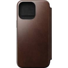 Nomad Étui Folio pour iPhone 15 Pro Max Magsafe avec Porte-cartes en Cuir Horween Marron
