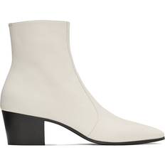 Beige - Herre Ankelstøvletter Saint Laurent Vassili Leather Boots Men White