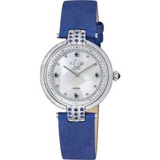 Scamosciato Orologi da polso Gevril Matera 12801 White Mother of Blue Suede Diamond Swiss One Size