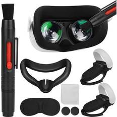 TSV Accessories Set for Oculus Quest 2 TSV 8-in-1 Touch Controller Grips Cover VR Silicone Face Cover & Lens Cleaning Kit Fit for Oculus Quest 2 VR Headset With VR Lens Protector Cover Cleaning Pen